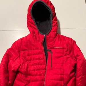 Boys Columbia Reversible Hooded Fleece/Sherpa-lined puffer jacket - Size S / 7/8